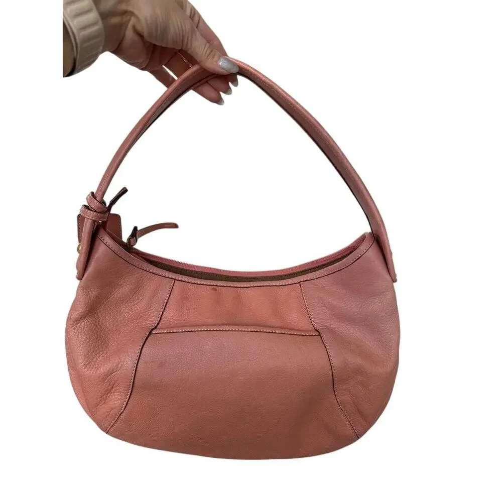 Vintage Liz Claiborne Coral Peach Pebbled Leather Y2K Hobo Shoulder Bag
